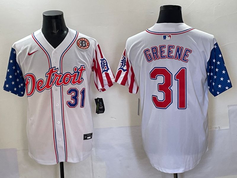 Men Detroit Tigers #31 Greene White National Flags 2025 Nike MLB Jersey style 2